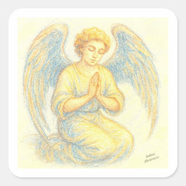 Pegatina Cuadrada Ángel en oración