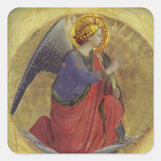 Pegatina Cuadrada Ángel en oro (Anverso)