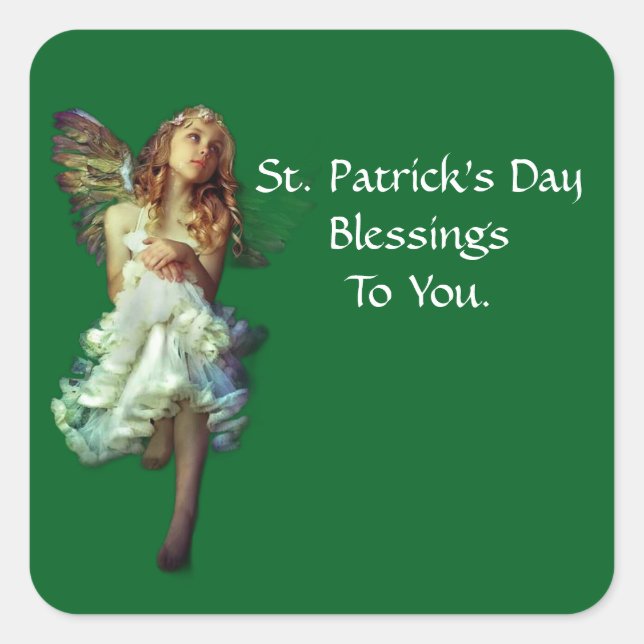 Pegatina Cuadrada Angel  Irish Blessings Square Sticker (Anverso)