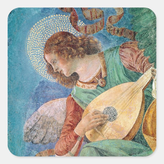 Pegatina Cuadrada Ángel Musicio (Anverso)
