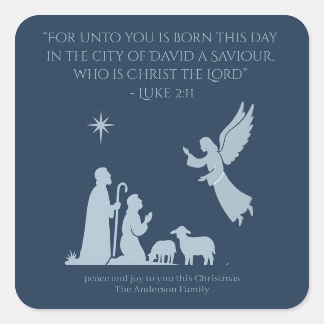 Pegatina Cuadrada Angel of the Lord Sticker – Nativity Shepherd  (Anverso)