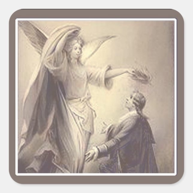 Pegatina Cuadrada Ángel Pegatina<Brown> (Anverso)