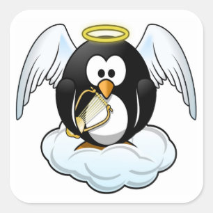 PEGATINA CUADRADA ANGEL PENGUIN