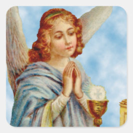 Pegatina Cuadrada Angel Ponders First Communition