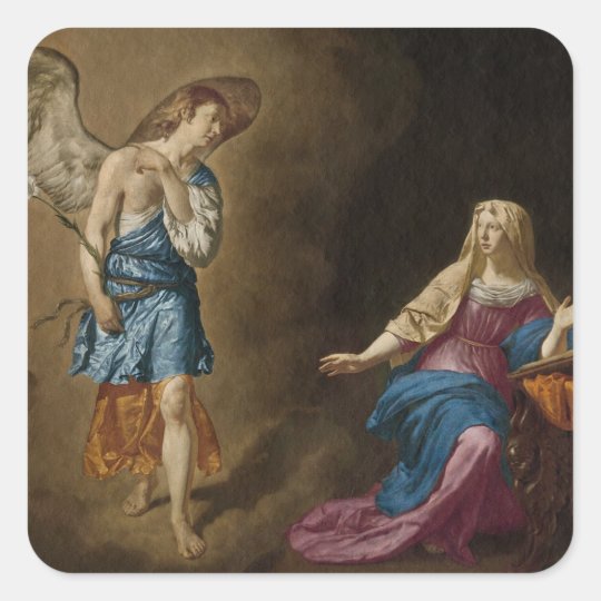 Pegatina Cuadrada Ángel y Maria del anuncio
