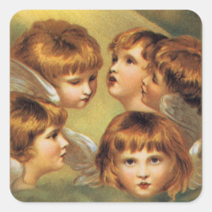 Pegatina Cuadrada Ángeles de Cabello Rojo - Sticker