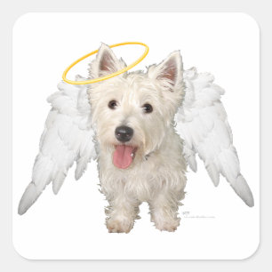 Pegatina Cuadrada Ángeles Guardianes Westie