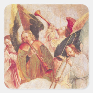 Pegatina Cuadrada Ángeles musicales