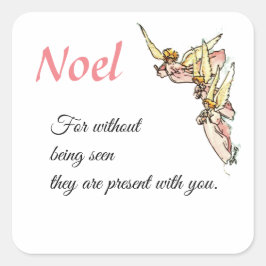 Pegatina Cuadrada Ángeles suaves de color de agua emergen de la plaz