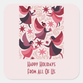 Pegatina Cuadrada Angelic Figures Mid-Century Modern Kitschmas