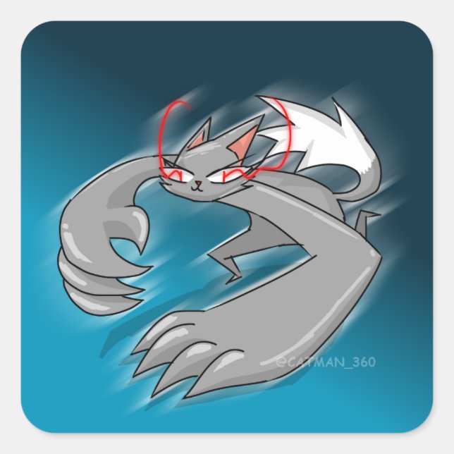 PEGATINA CUADRADA ANGER CAT (Anverso)