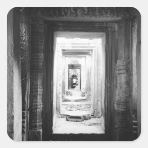 Pegatina Cuadrada Angkor Camboya, puertas Preah Khan 2