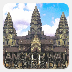 Pegatina Cuadrada Angkor Wat