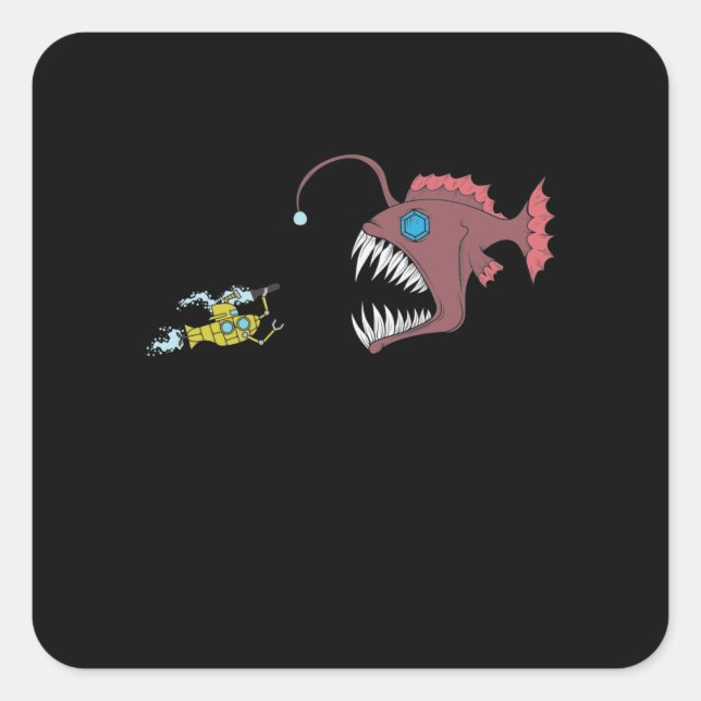Pegatina Cuadrada Anglerfisch Ungeheuer der Meere (Anverso)