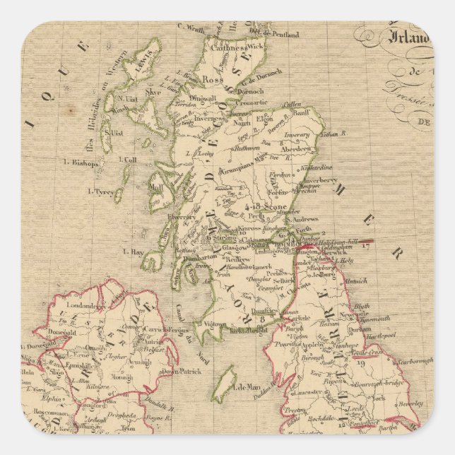 Pegatina Cuadrada Angleterre, Irelande & Ecosse 1281 a 1400 (Anverso)