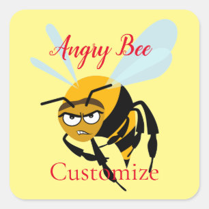 Pegatina Cuadrada Angry Bee Thunder_Cove