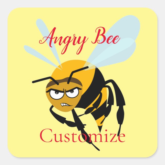 Pegatina Cuadrada Angry Bee Thunder_Cove (Anverso)