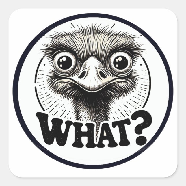 Pegatina Cuadrada "Angry Emu What Sticker" Sheet (Anverso)