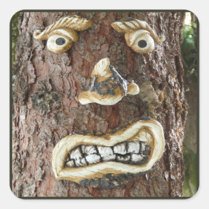 Pegatina Cuadrada Angry Face Tree