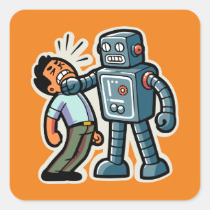 Pegatina Cuadrada Angry Robot