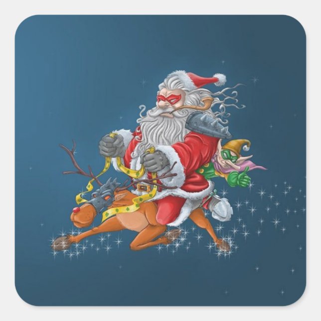 Pegatina Cuadrada Angry Santa Claus (Anverso)