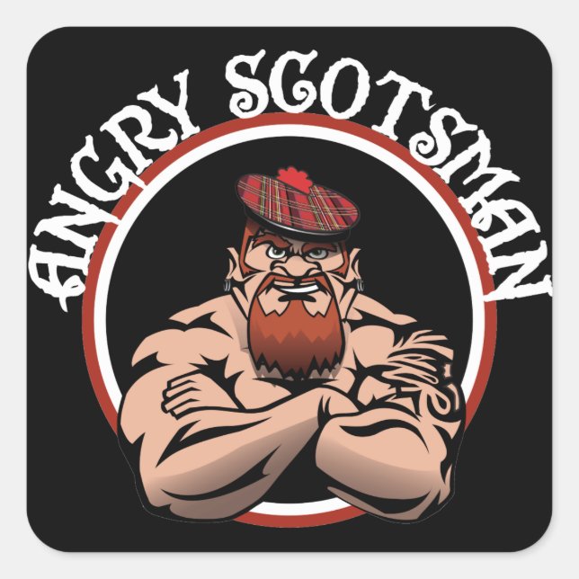 Pegatina Cuadrada Angry Scotsman 2015 (Anverso)