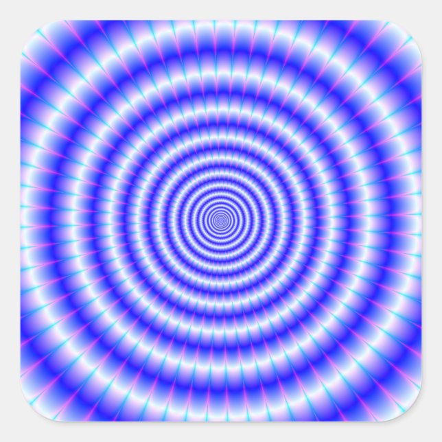 Pegatina Cuadrada Anillos concéntricos en azul y blanco (Anverso)
