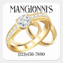 Pegatina Cuadrada Anillos de diamantes