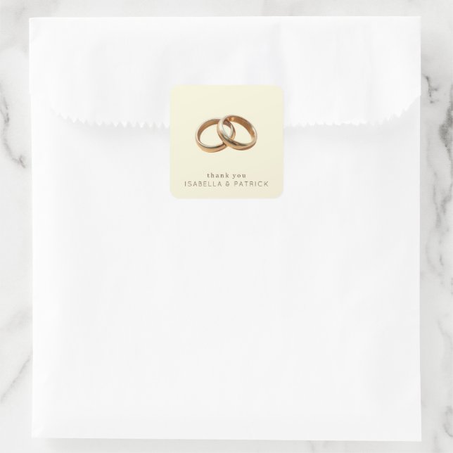 Pegatina Cuadrada Anillos de Oro Elegantes Gracias (Bolso)