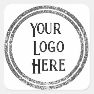Pegatina Cuadrada Anillos de verano de plata doble para su logotipo