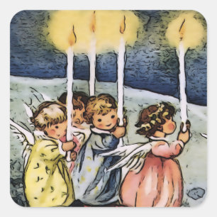 Pegatina Cuadrada Animados Ángeles