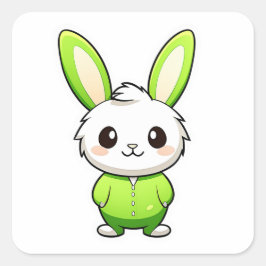 Pegatina Cuadrada Animal de conejo adorable