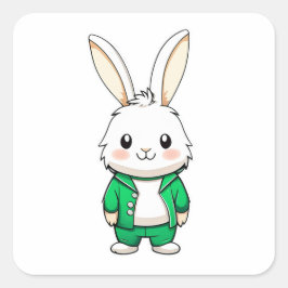 Pegatina Cuadrada Animal de conejo adorable