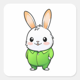 Pegatina Cuadrada Animal de conejo adorable