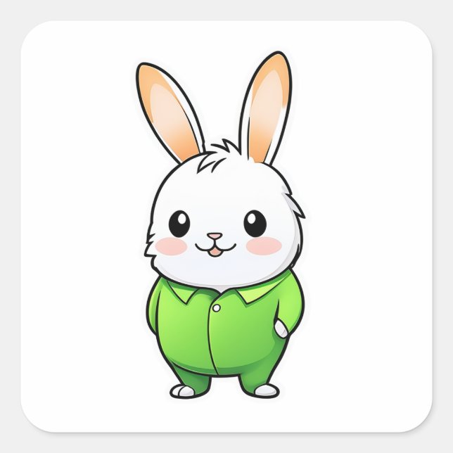 Pegatina Cuadrada Animal de conejo adorable (Anverso)