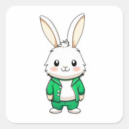Pegatina Cuadrada Animal de conejo adorable