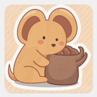 Pegatina Cuadrada Animal de Cute