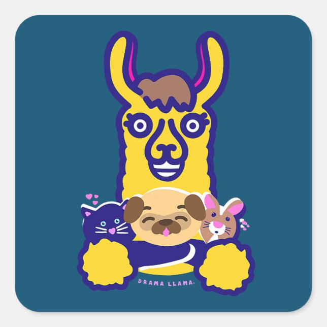 Pegatina Cuadrada Animal veterinario que ama al perro (Anverso)