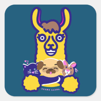 Pegatina Cuadrada Animal veterinario que ama al perro