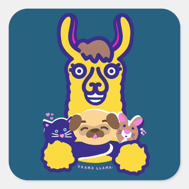 Pegatina Cuadrada Animal veterinario que ama al perro (Anverso)