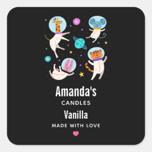 Pegatina Cuadrada Animales astronautas mullidos en el negocio de las