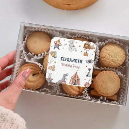 Pegatina Cuadrada Animales caprichosos Circus Birthday Party