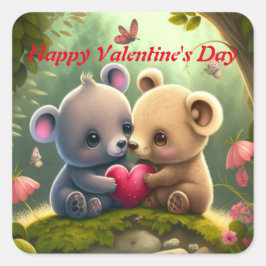 Pegatina Cuadrada Animales cortos enamorados