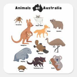 Pegatina Cuadrada Animales de Australia Aussie Wildlife