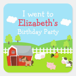 Pegatina Cuadrada Animales de granja 'Fui a'