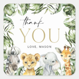 Pegatina Cuadrada Animales de la jungla, Safari, Salvaje, Primer Cum