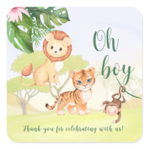 Animales de Safari de la Jungla Oh Boy Baby Shower