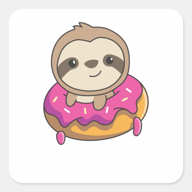 Pegatina Cuadrada Animales Dulces Y Graciosos Con Fallos De Donut (Anverso)