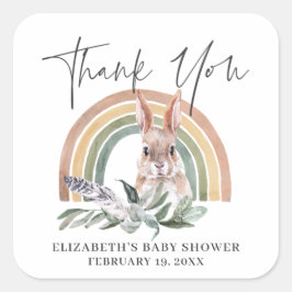 Pegatina Cuadrada Animales forestales de Woodland | Baby Shower Favo