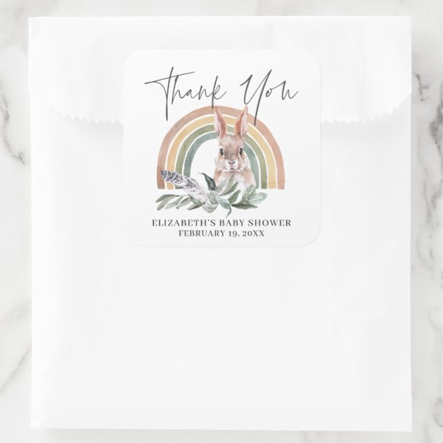 Pegatina Cuadrada Animales forestales de Woodland | Baby Shower Favo (Bolso)